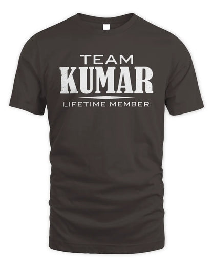 KUMAR BL62-K4-128 - Personalized “Team NAME Lifetime Member” - Unisex Standard T-Shirt - Dark Chocolate