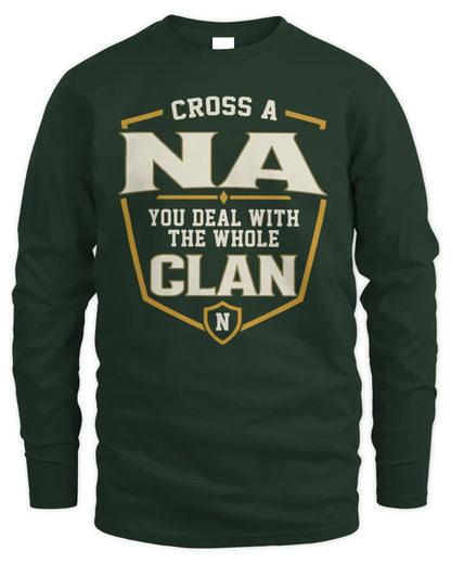 NA NT1-K008 Cross A/An NAME, You Deal With the Whole Clan | Personalized Vintage T-Shirt - Men's Long Sleeved T-Shirt - Forest Green