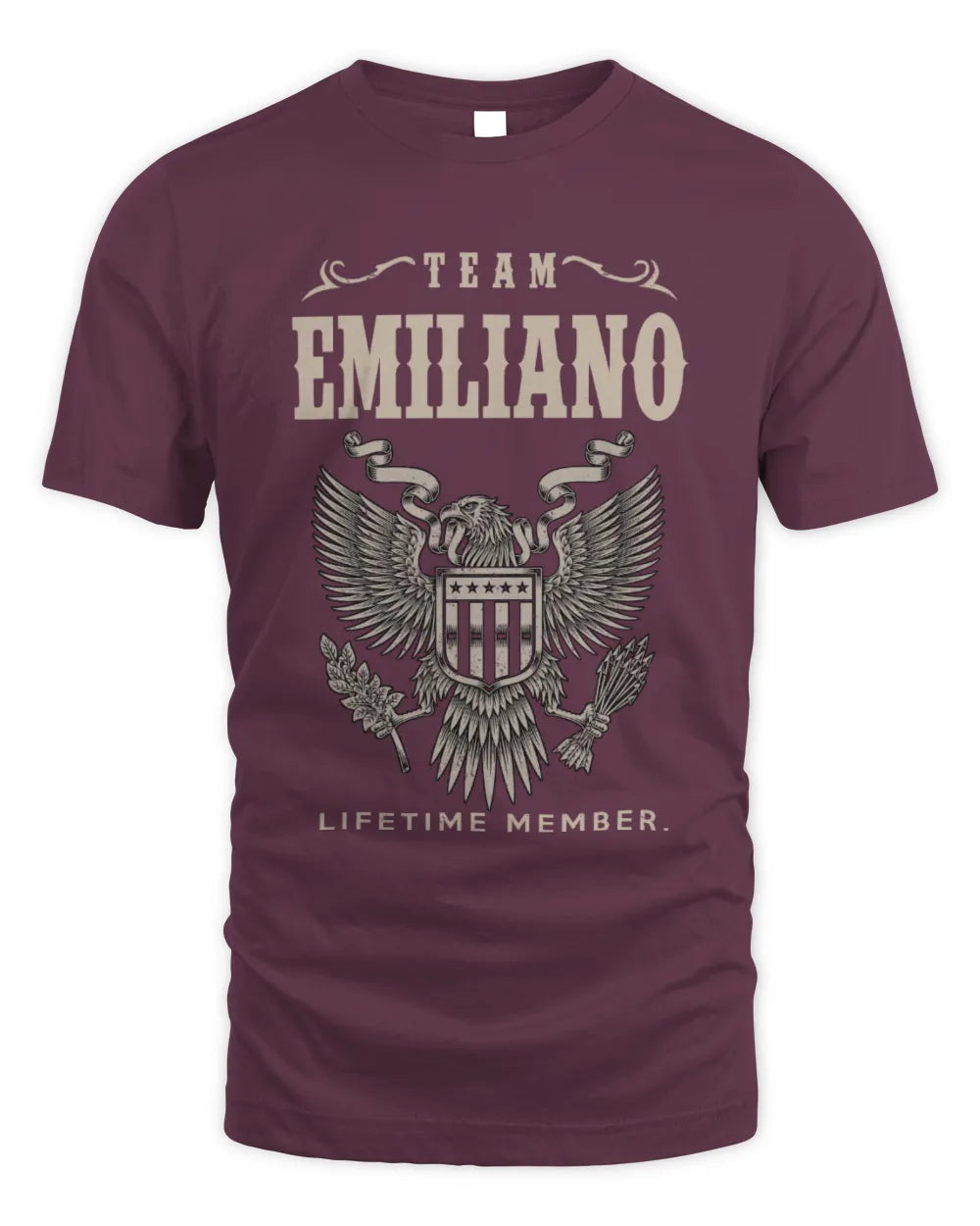 EMILIANO TP06-K82 – Personalized Classic Style Apparel “Team NAME Lifetime Member” - Unisex Standard T-Shirt - Maroon