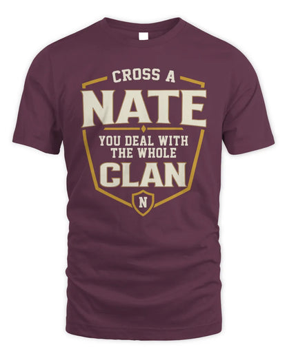 NATE NT1-K008 Cross A/An NAME, You Deal With the Whole Clan | Personalized Vintage T-Shirt - Unisex Standard T-Shirt - Maroon