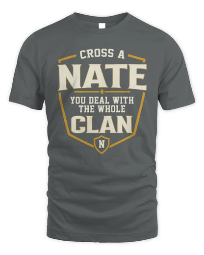 NATE NT1-K008 Cross A/An NAME, You Deal With the Whole Clan | Personalized Vintage T-Shirt - Unisex Standard T-Shirt - Charcoal
