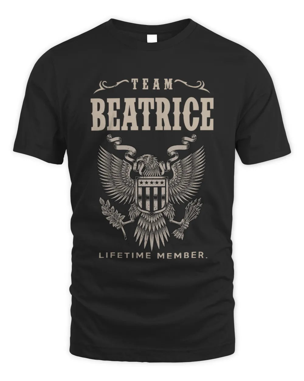 BEATRICE TP06-K82 – Personalized Classic Style Apparel “Team NAME Lifetime Member” - Unisex Standard T-Shirt - Black