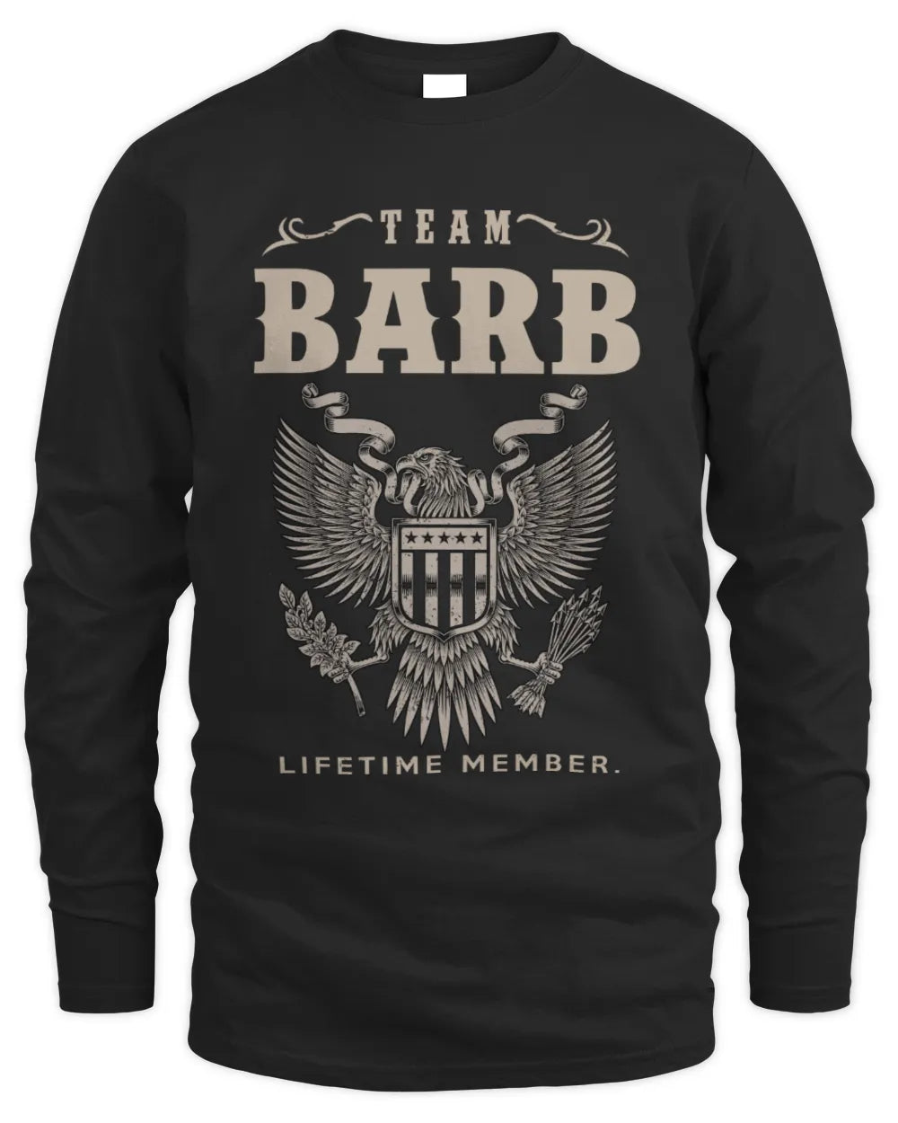 BARB TP06-K82 – Personalized Classic Style Apparel “Team NAME Lifetime Member” - Men's Long Sleeved T-Shirt - Black