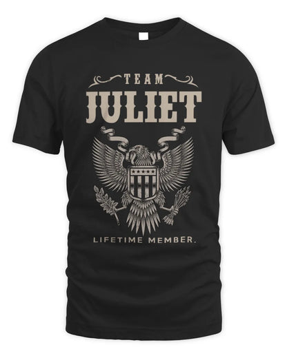 JULIET TP06-K82 – Personalized Classic Style Apparel “Team NAME Lifetime Member” - Unisex Standard T-Shirt - Black