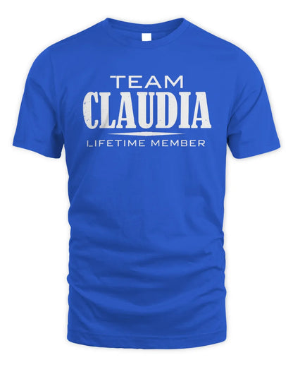 CLAUDIA BL62-K4-128 - Personalized “Team NAME Lifetime Member” - Unisex Standard T-Shirt - Royal