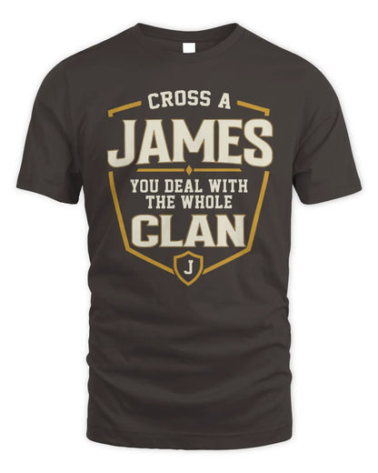 JAMES NT1-K008 Cross A/An NAME, You Deal With the Whole Clan | Personalized Vintage T-Shirt - Unisex Standard T-Shirt - Dark Chocolate