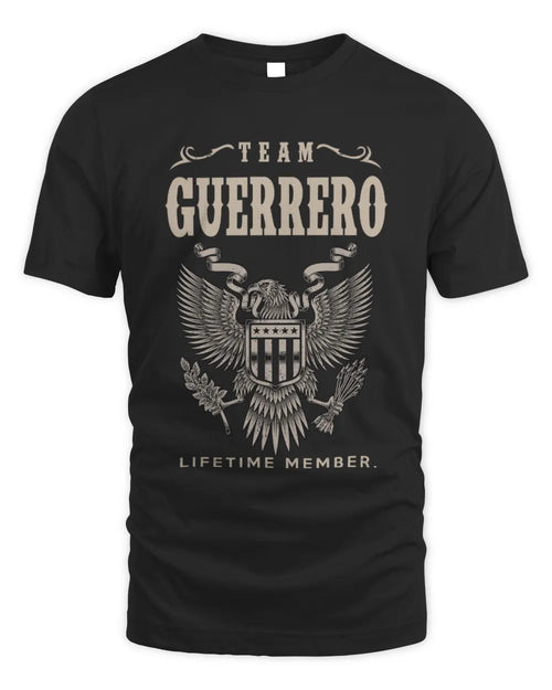 GUERRERO TP06-K82 – Personalized Classic Style Apparel “Team NAME Lifetime Member” - Unisex Standard T-Shirt - Black