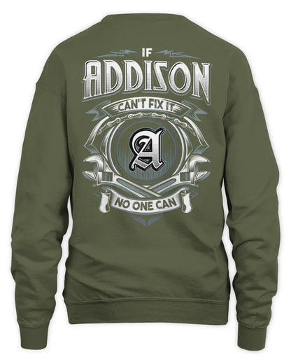 ADDISON AP81-K4-626 - Personalized Ahmed Quote Apparel “If Ahmed Can't Fix It, No One Can” - Unisex Sweatshirt - Military Green