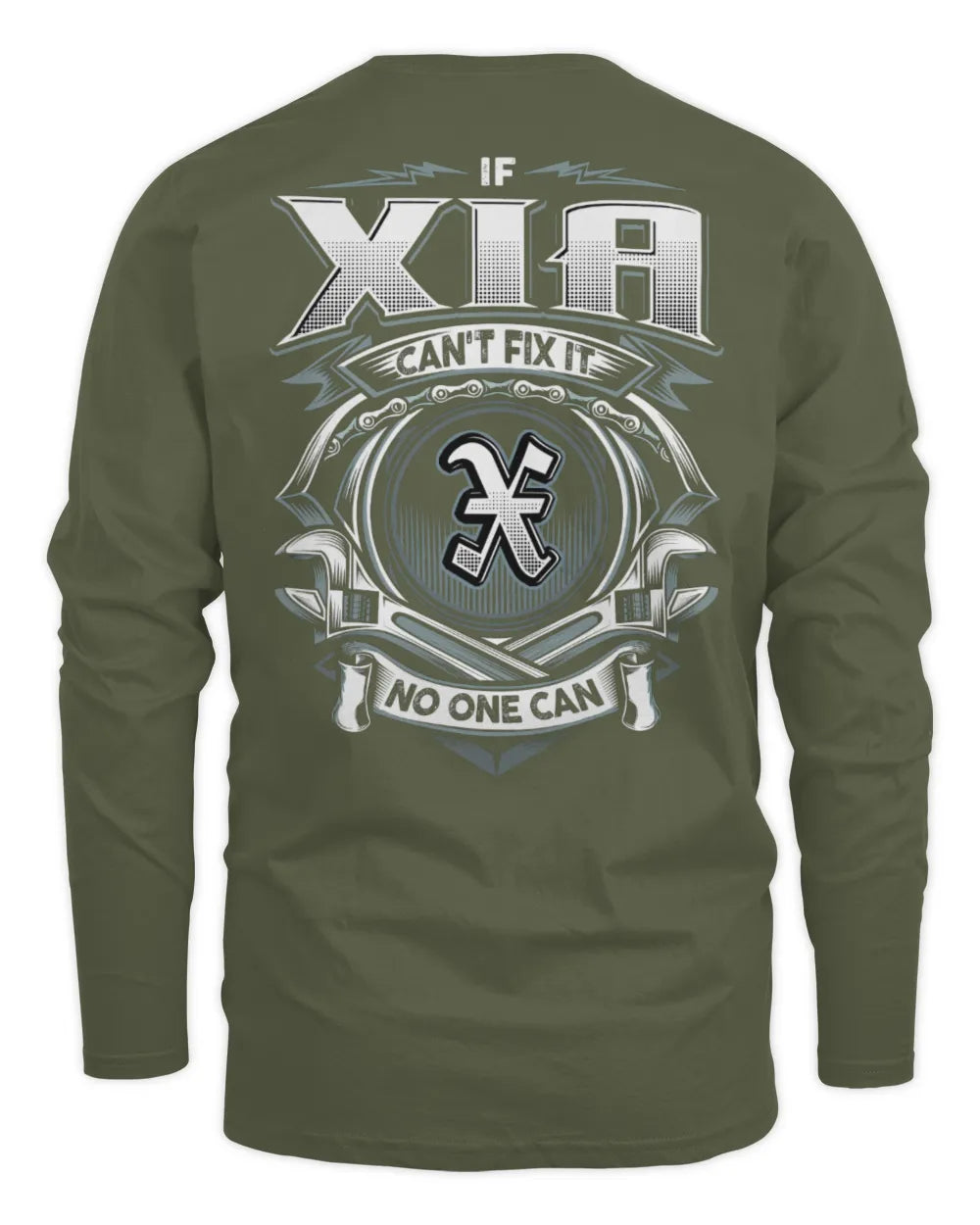 XIA AP81-K4-626 - Personalized Ahmed Quote Apparel “If Ahmed Can't Fix It, No One Can” - Men's Long Sleeved T-Shirt - Military Green