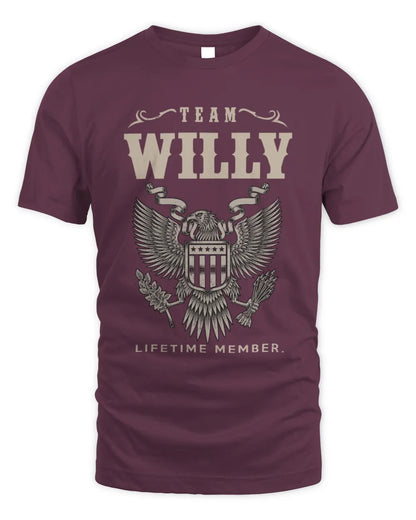 WILLY TP06-K82 – Personalized Classic Style Apparel “Team NAME Lifetime Member” - Unisex Standard T-Shirt - Maroon