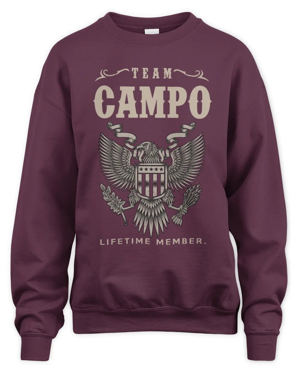 CAMPO TP06-K82 – Personalized Classic Style Apparel “Team NAME Lifetime Member” - Unisex Sweatshirt - Maroon