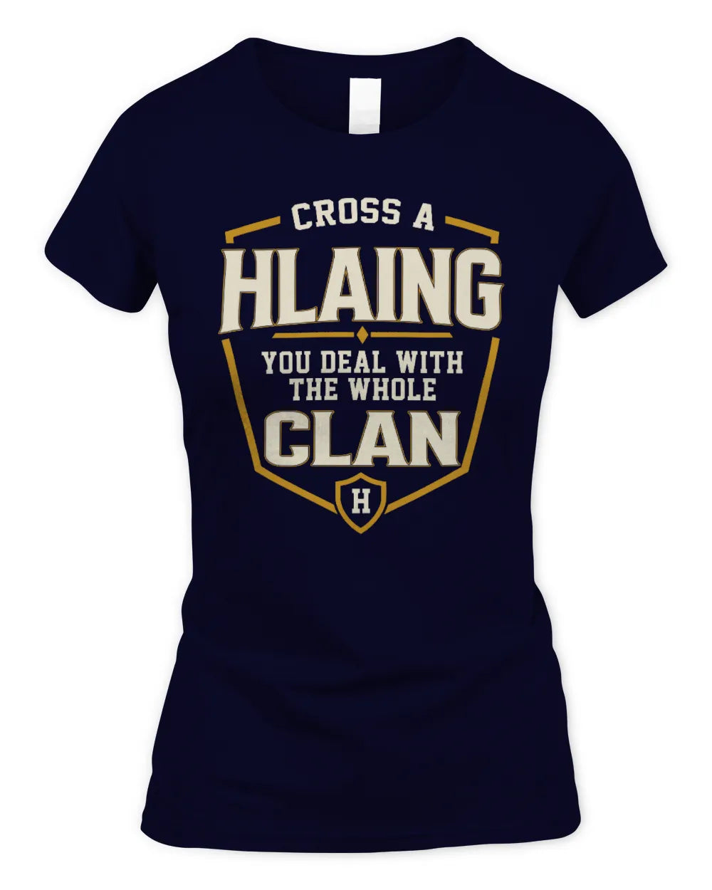 HLAING NT1-K008 Cross A/An NAME, You Deal With the Whole Clan | Personalized Vintage T-Shirt - Women's Standard T-Shirt - Navy
