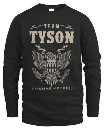 TYSON TP06-K82 – Personalized Classic Style Apparel “Team NAME Lifetime Member” - Men's Long Sleeved T-Shirt - Black