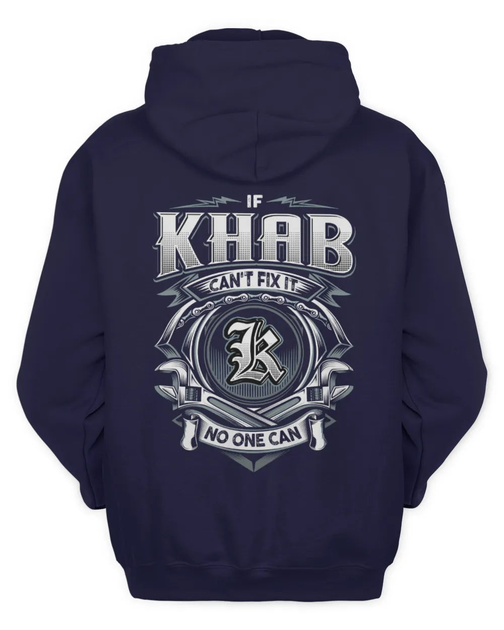 KHAB AP81-K4-626 - Personalized Ahmed Quote Apparel “If Ahmed Can't Fix It, No One Can” - Unisex Hoodie - Navy