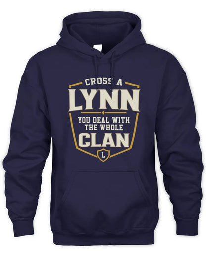 LYNN NT1-K008 Cross A/An NAME, You Deal With the Whole Clan | Personalized Vintage T-Shirt - Unisex Hoodie - Navy