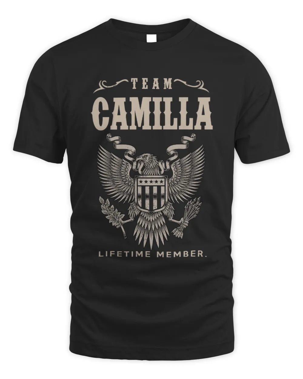 CAMILLA TP06-K82 – Personalized Classic Style Apparel “Team NAME Lifetime Member” - Unisex Standard T-Shirt - Black
