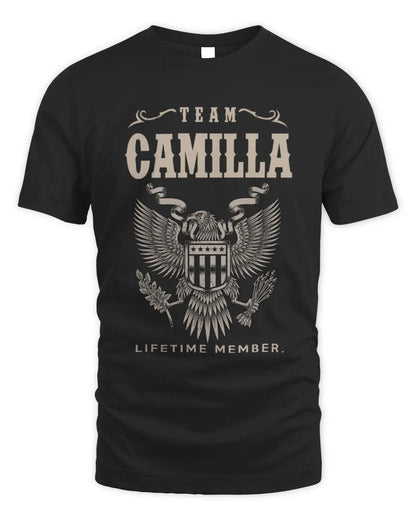 CAMILLA TP06-K82 – Personalized Classic Style Apparel “Team NAME Lifetime Member” - Unisex Standard T-Shirt - Black
