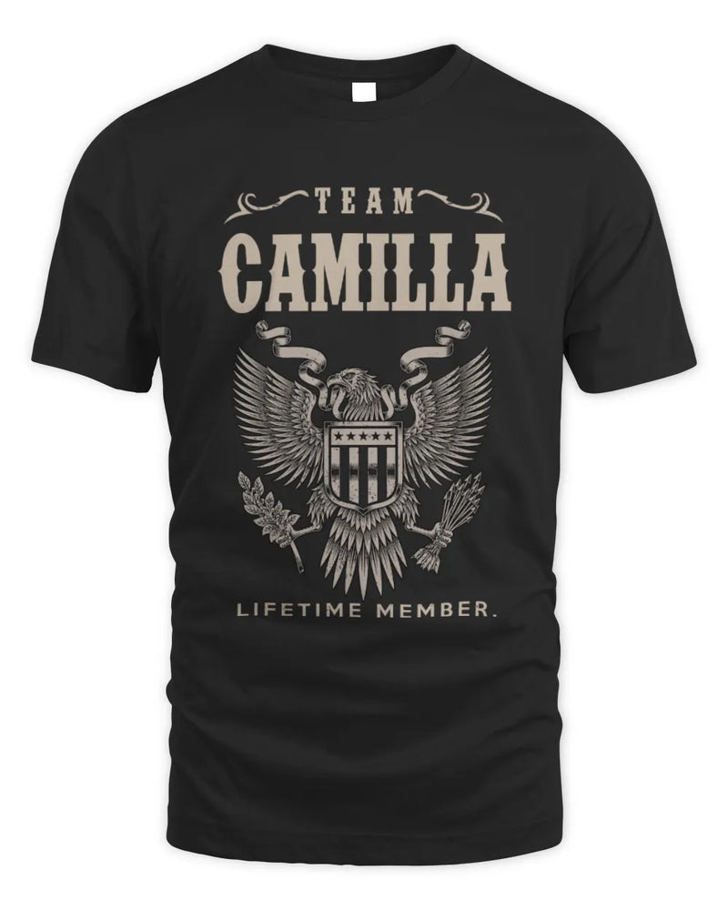 CAMILLA TP06-K82 – Personalized Classic Style Apparel “Team NAME Lifetime Member” - Unisex Standard T-Shirt - Black