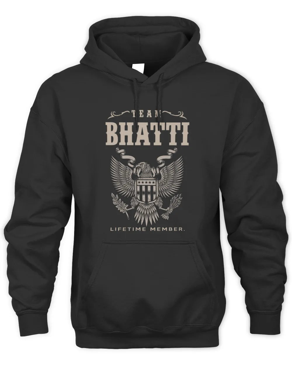 BHATTI TP06-K82 – Personalized Classic Style Apparel “Team NAME Lifetime Member” - Unisex Hoodie - Black