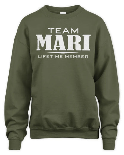 MARI BL62-K4-128 - Personalized “Team NAME Lifetime Member” - Unisex Sweatshirt - Military Green