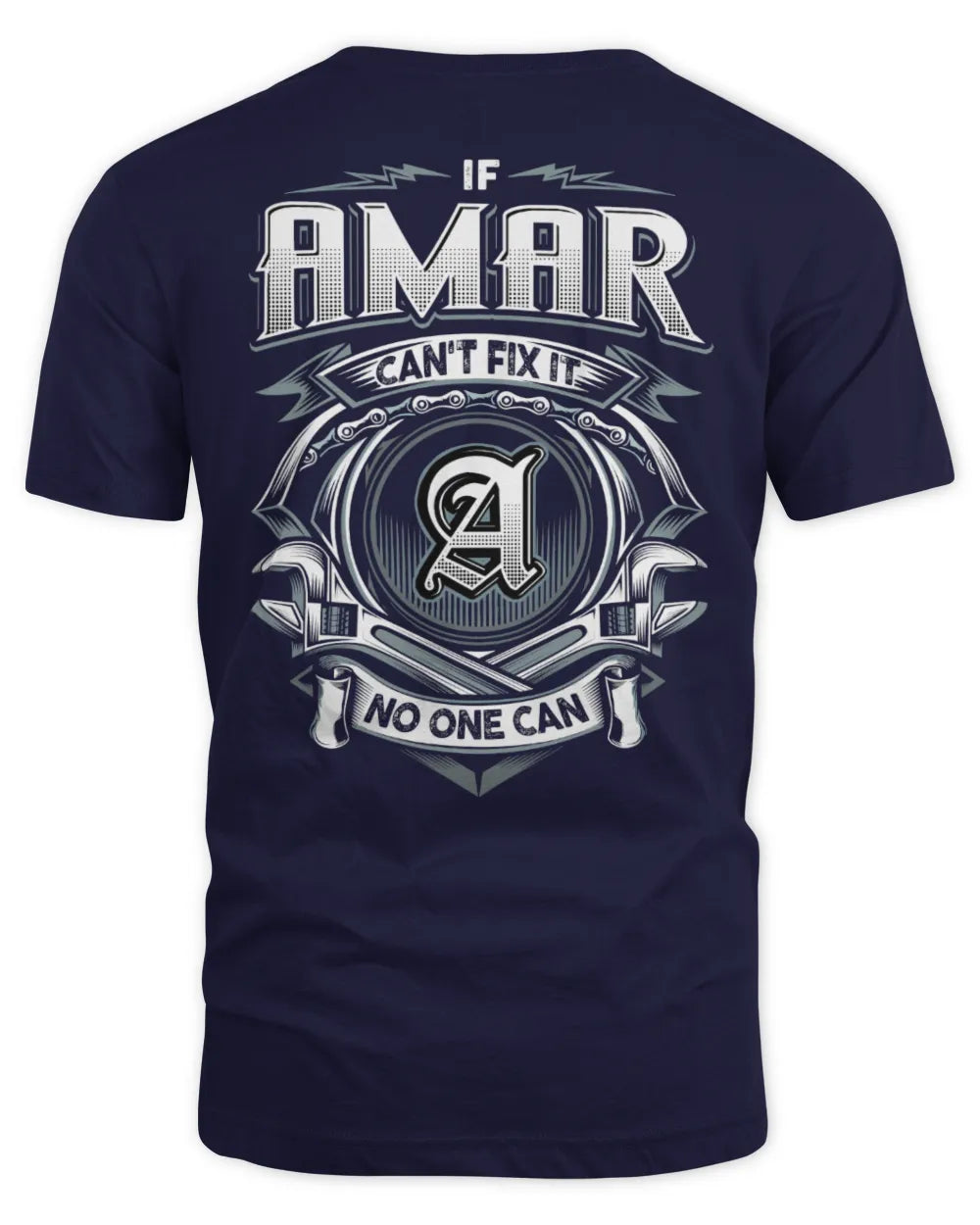 AMAR AP81-K4-626 - Personalized Ahmed Quote Apparel “If Ahmed Can't Fix It, No One Can” - Unisex Standard T-Shirt - Navy