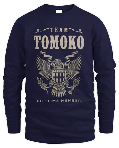 TOMOKO TP06-K82 – Personalized Classic Style Apparel “Team NAME Lifetime Member” - Men's Long Sleeved T-Shirt - Navy