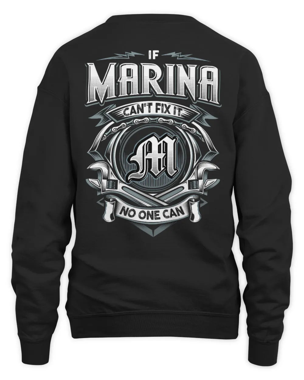 MARINA AP81-K4-626 - Personalized Ahmed Quote Apparel “If Ahmed Can't Fix It, No One Can” - Unisex Sweatshirt - Black