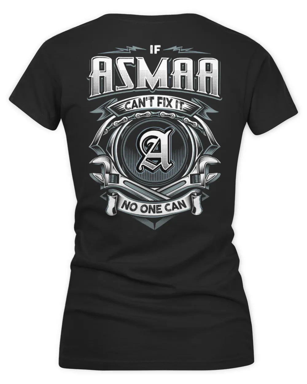 ASMAA AP81-K4-626 - Personalized Ahmed Quote Apparel “If Ahmed Can't Fix It, No One Can” - Women's V-Neck T-Shirt - Black