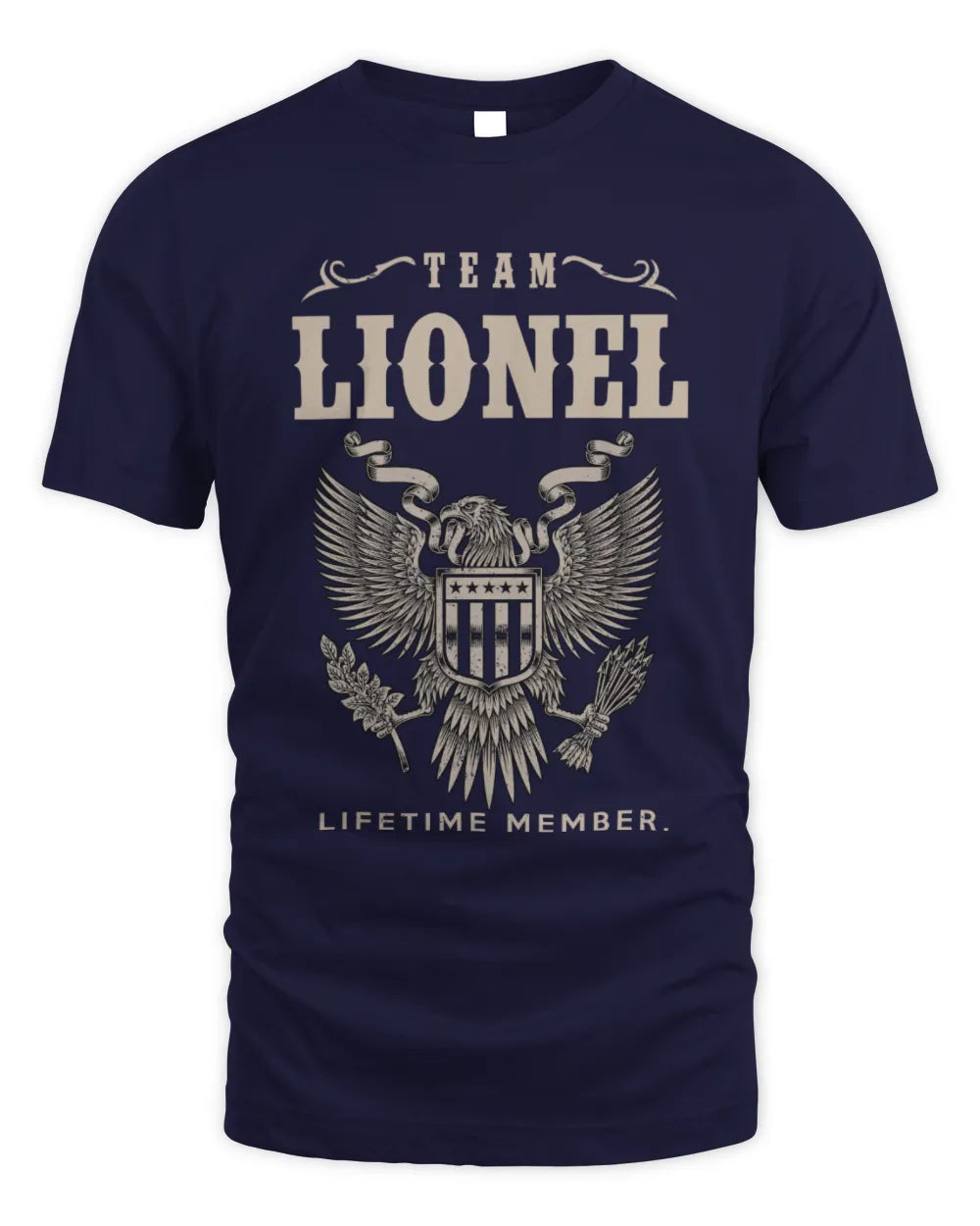 LIONEL TP06-K82 – Personalized Classic Style Apparel “Team NAME Lifetime Member” - Unisex Standard T-Shirt - Navy