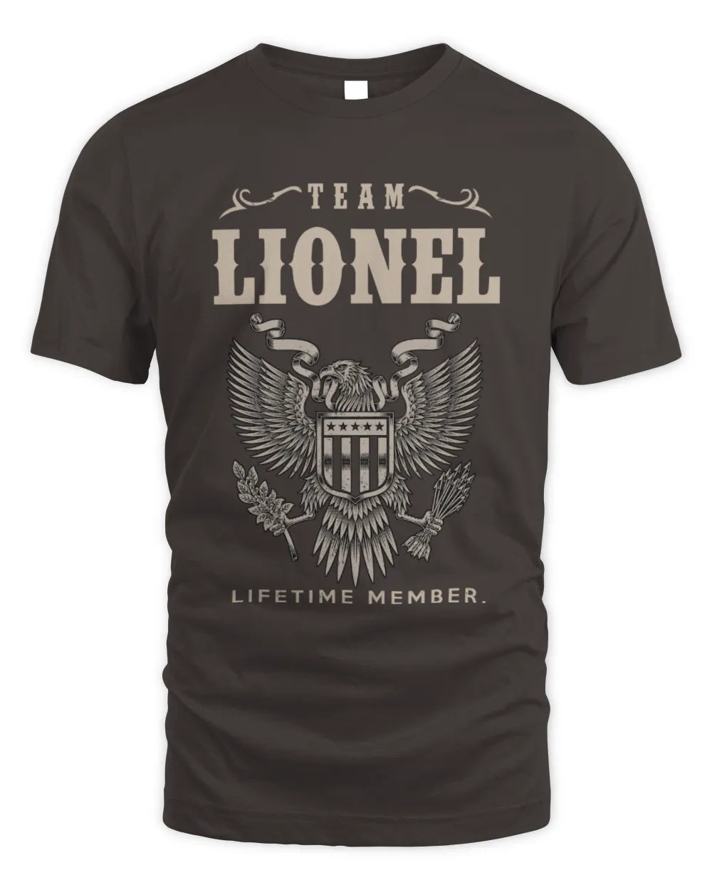 LIONEL TP06-K82 – Personalized Classic Style Apparel “Team NAME Lifetime Member” - Unisex Standard T-Shirt - Dark Chocolate