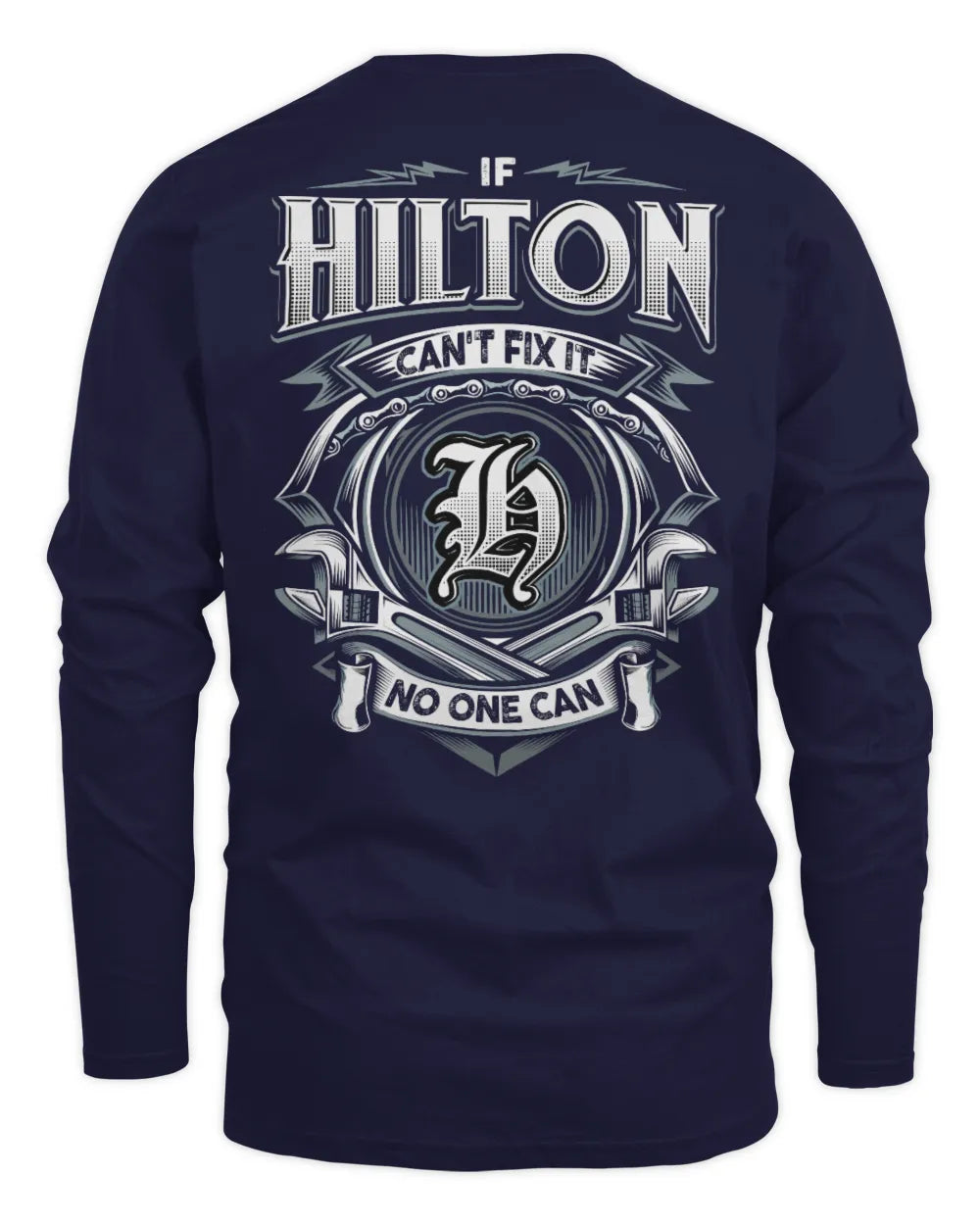 HILTON AP81-K4-626 - Personalized Ahmed Quote Apparel “If Ahmed Can't Fix It, No One Can” - Men's Long Sleeved T-Shirt - Navy