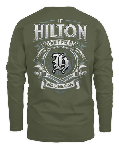HILTON AP81-K4-626 - Personalized Ahmed Quote Apparel “If Ahmed Can't Fix It, No One Can” - Men's Long Sleeved T-Shirt - Military Green