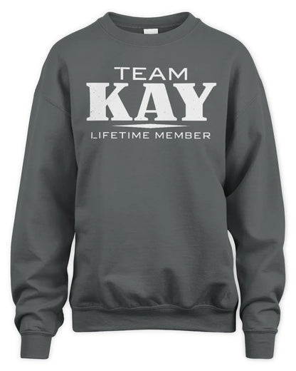 KAY BL62-K4-128 - Personalized “Team NAME Lifetime Member” - Unisex Sweatshirt - Charcoal