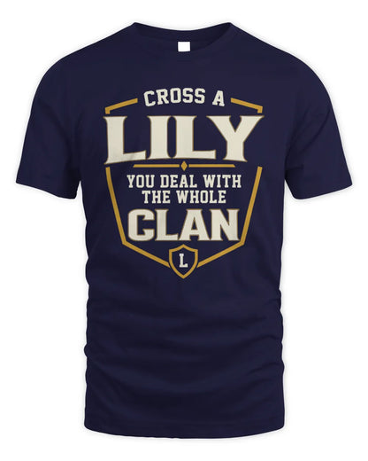 LILY NT1-K008 Cross A/An NAME, You Deal With the Whole Clan | Personalized Vintage T-Shirt - Unisex Standard T-Shirt - Navy