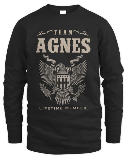 AGNES TP06-K82 – Personalized Classic Style Apparel “Team NAME Lifetime Member” - Men's Long Sleeved T-Shirt - Black