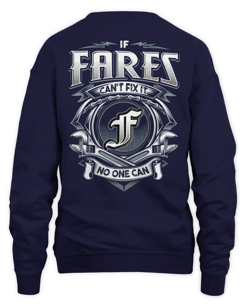 FARES AP81-K4-626 - Personalized Ahmed Quote Apparel “If Ahmed Can't Fix It, No One Can” - Unisex Sweatshirt - Navy