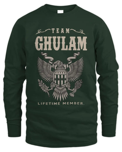GHULAM TP06-K82 – Personalized Classic Style Apparel “Team NAME Lifetime Member” - Men's Long Sleeved T-Shirt - Forest Green