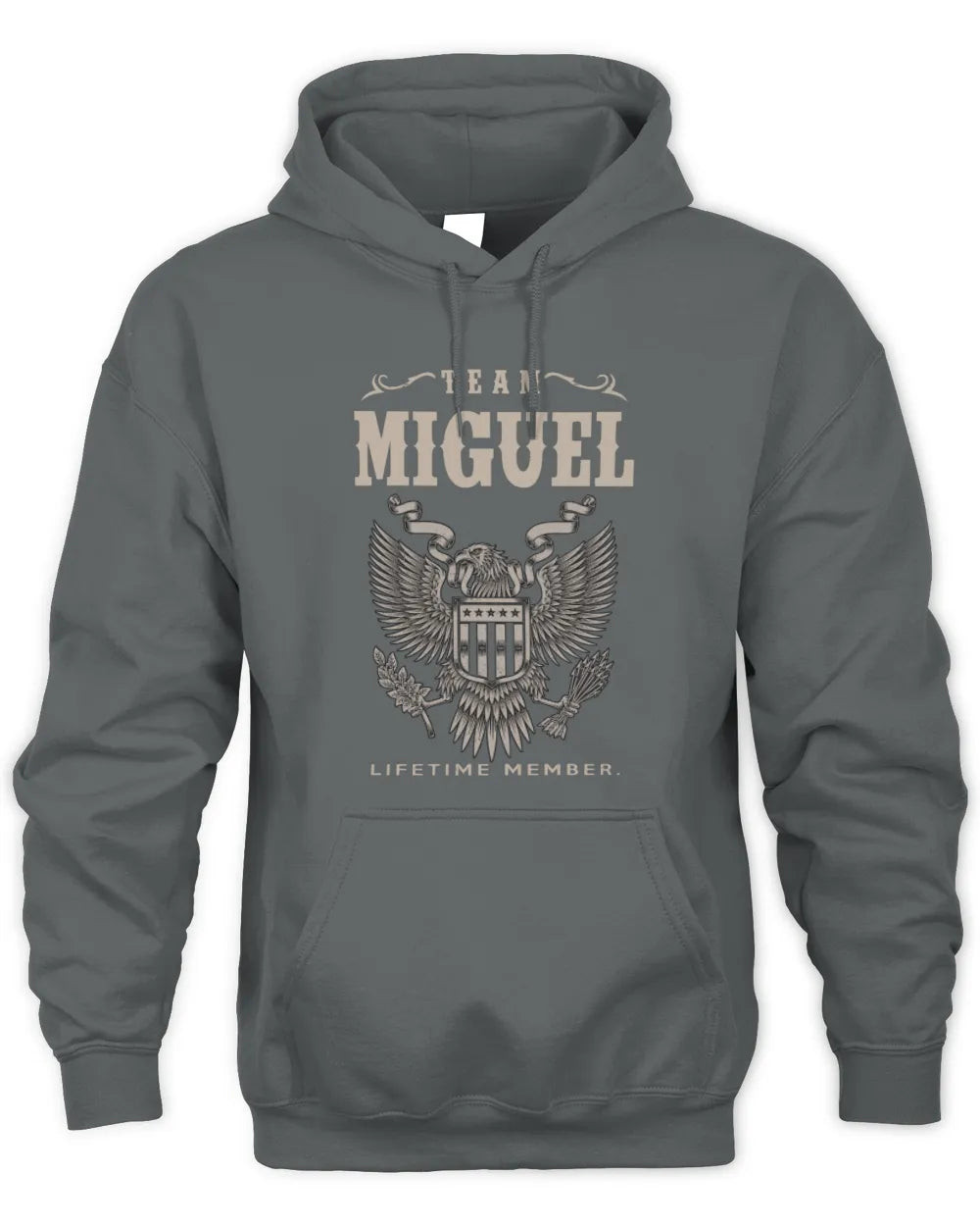 MIGUEL TP06-K82 – Personalized Classic Style Apparel “Team NAME Lifetime Member” - Unisex Hoodie - Charcoal