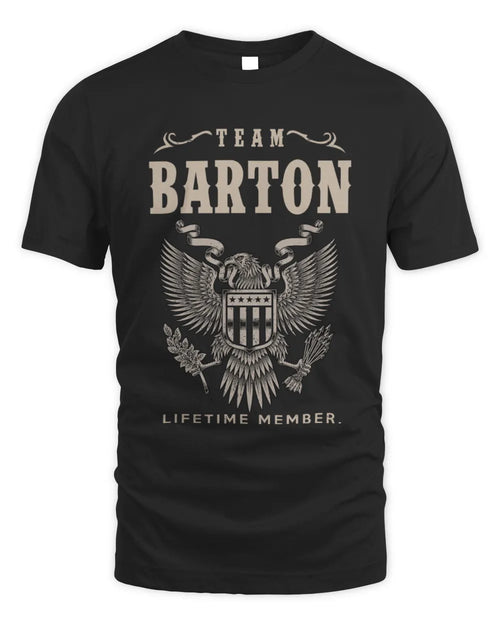 BARTON TP06-K82 – Personalized Classic Style Apparel “Team NAME Lifetime Member” - Unisex Standard T-Shirt - Black