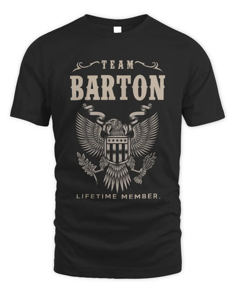 BARTON TP06-K82 – Personalized Classic Style Apparel “Team NAME Lifetime Member” - Unisex Standard T-Shirt - Black
