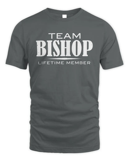 BISHOP BL62-K4-128 - Personalized “Team NAME Lifetime Member” - Unisex Standard T-Shirt - Charcoal