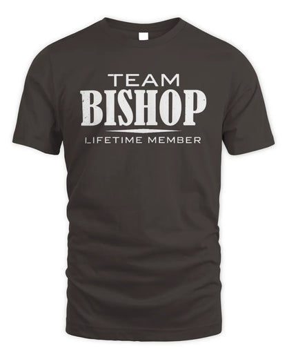 BISHOP BL62-K4-128 - Personalized “Team NAME Lifetime Member” - Unisex Standard T-Shirt - Dark Chocolate