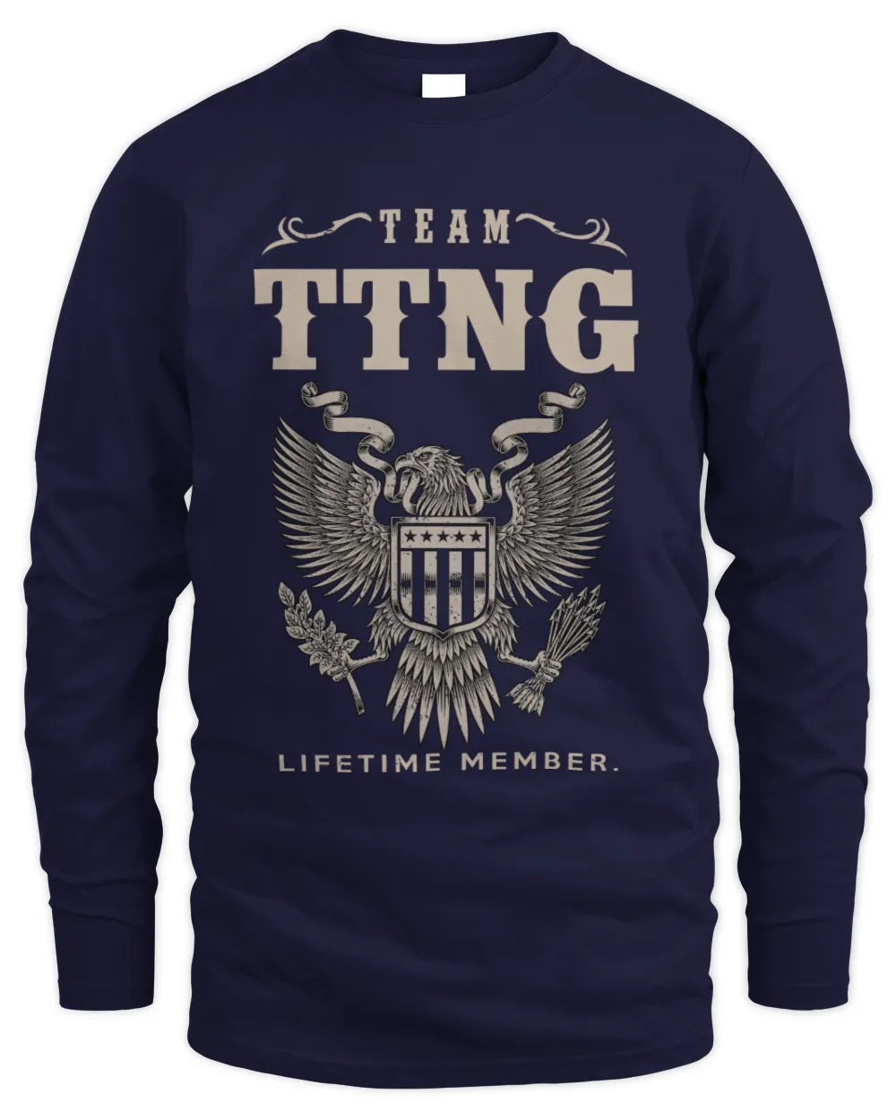 TTNG TP06-K82 – Personalized Classic Style Apparel “Team NAME Lifetime Member” - Men's Long Sleeved T-Shirt - Navy