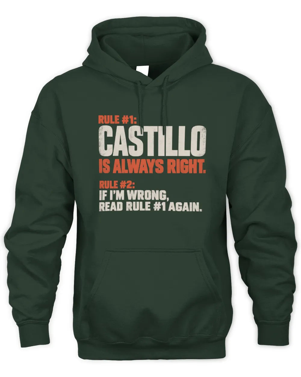 CASTILLO NP1-H006 - Always Right Personalized Name T-Shirt – Funny Custom Name Shirt - Unisex Hoodie - Forest Green