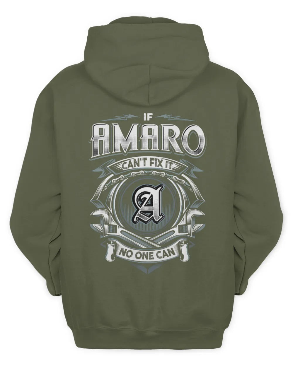 AMARO AP81-K4-626 - Personalized Ahmed Quote Apparel “If Ahmed Can't Fix It, No One Can” - Unisex Hoodie - Military Green