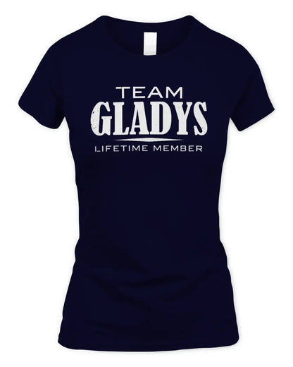 GLADYS BL62-K4-128 - Personalized “Team NAME Lifetime Member” - Women's Standard T-Shirt - Navy