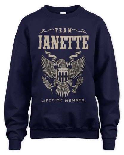 JANETTE TP06-K82 – Personalized Classic Style Apparel “Team NAME Lifetime Member” - Unisex Sweatshirt - Navy