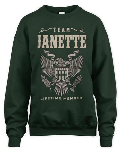 JANETTE TP06-K82 – Personalized Classic Style Apparel “Team NAME Lifetime Member” - Unisex Sweatshirt - Forest Green