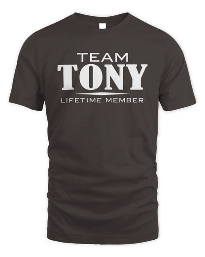 TONY BL62-K4-128 - Personalized “Team NAME Lifetime Member” - Unisex Standard T-Shirt - Dark Chocolate