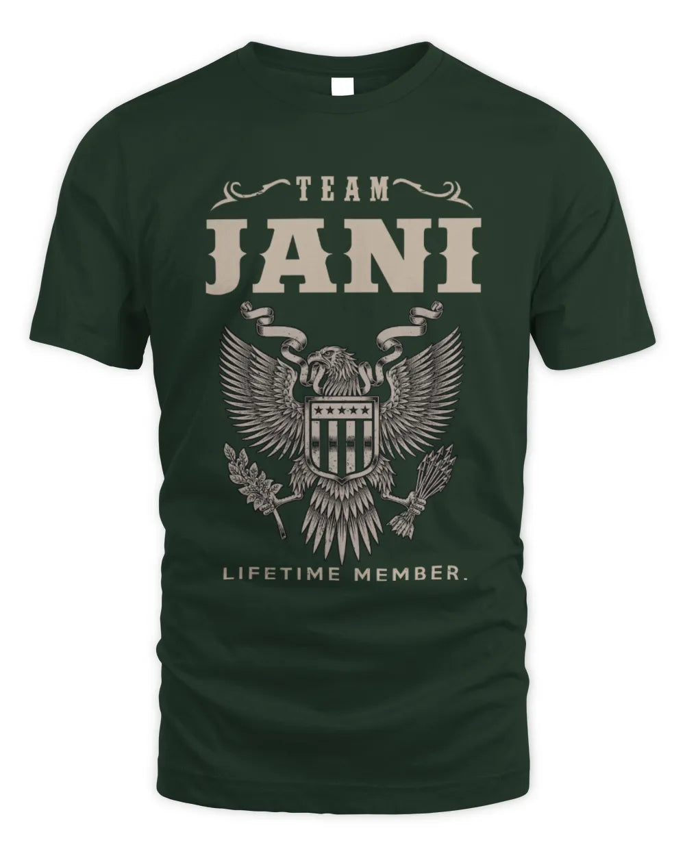JANI TP06-K82 – Personalized Classic Style Apparel “Team NAME Lifetime Member” - Unisex Standard T-Shirt - Forest Green